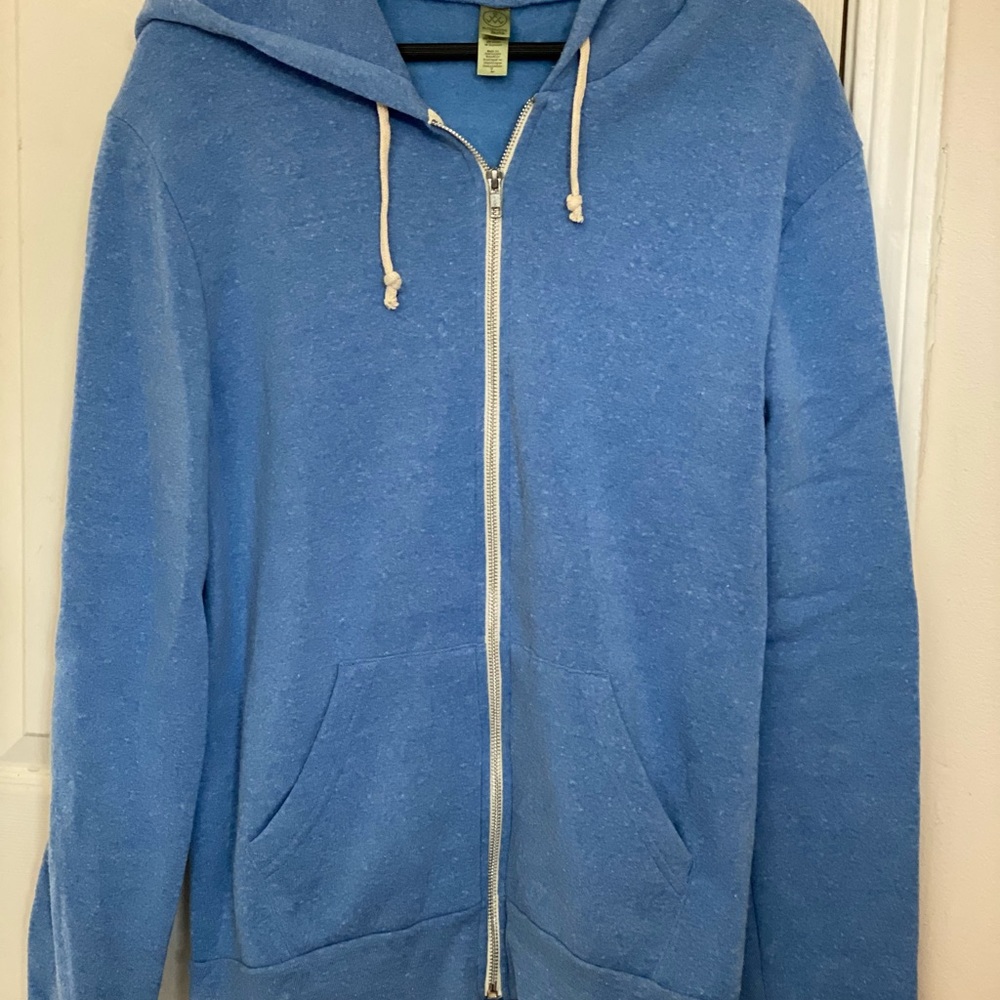 Men’s blue fleece zip up sweatshirt